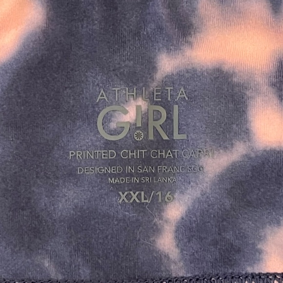 Athleta Girl "Chit Chat Capri Tights in Peach tie dye" - Picture 2 of 6